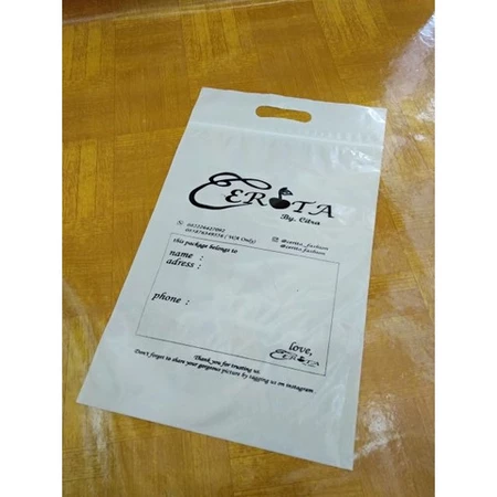 Sablon Plastik Ziplock/Plastik Klip Plong Ukuran 25x35+7 Free Desain