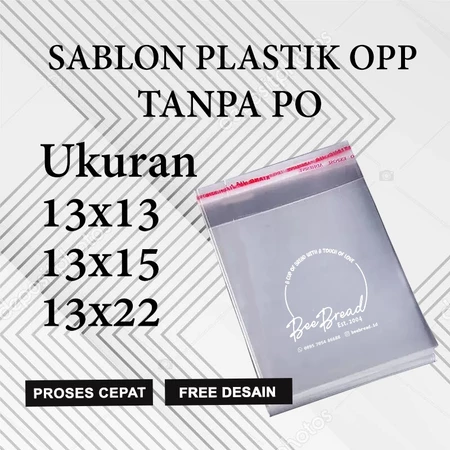 Plastik Sablon Opp Roti Ukuran 13x13, 13x15, 13x22 Free Design