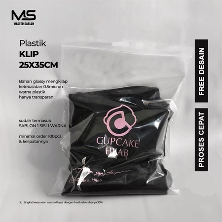 Sablon Plastik Ziplock/Plastik Klip Tanpa Plong Ukuran 25x35 Free Desain