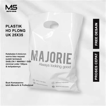 Sablon Plastik Plong HD ukuran 25x35 FREE DESIGN 100 pcs
