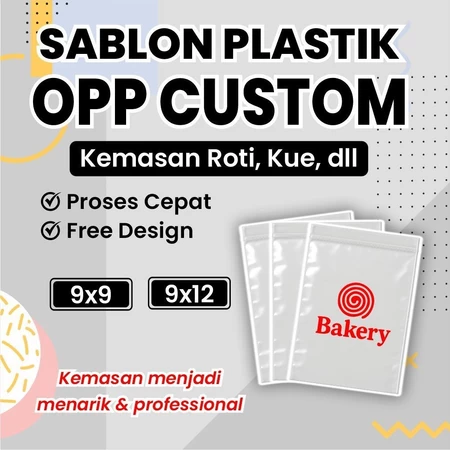 Sablon Plastik Opp Roti Ukuran 9x9,9x12 Free Desain