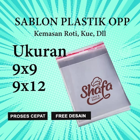 Sablon Plastik Opp Roti Ukuran 9x9,9x12 Free Desain