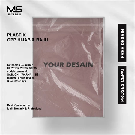 Sablon Plastik Opp Fashion Baju dan Hijab Free Desain
