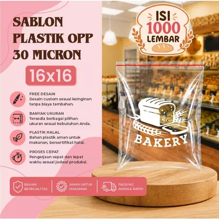 Sablon Plastik OPP 30 Micron 16x16 Isi 1000 Lembar