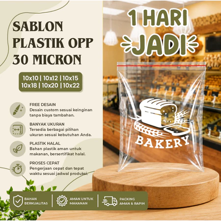 Plastik Sablon Opp Roti Ukuran 10x10, 10x12, 10x15, 10x22 Free Design