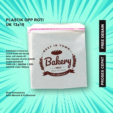 Sablon Plastik Opp Roti Ukuran 13x15 Free Desain