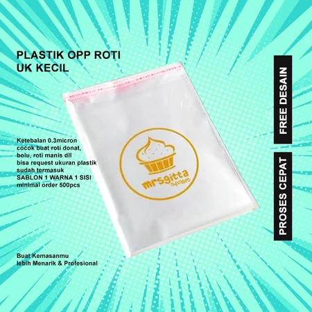 Sablon Plastik OPP Roti Ukuran Kecil Free Desain